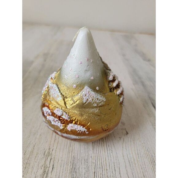 Italian candle abstract glitter snow village landscape Xmas decor - Picture 5 of 6